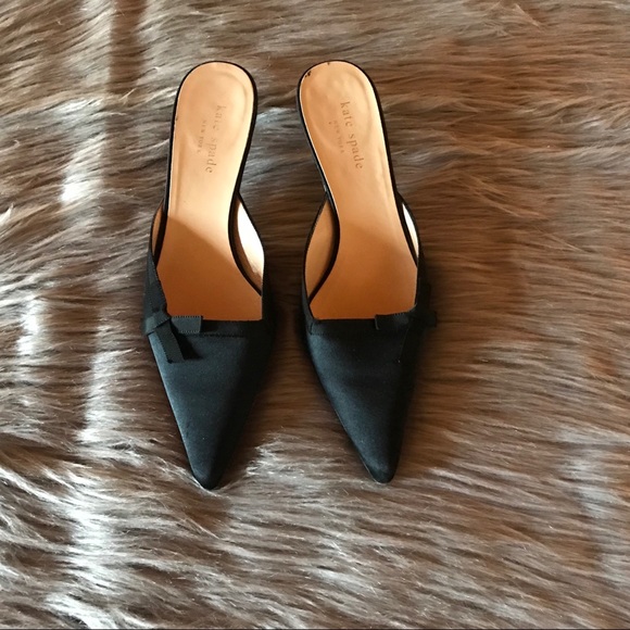 kate spade Shoes - Vintage Kate Spade Black Satin Kitten Heels